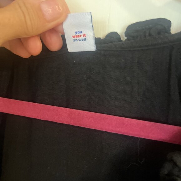 Old Navy Sz Xl Black Pockets Flutter Sleeve Crinkle Gauze Mini Swing Dress - Picture 5 of 12